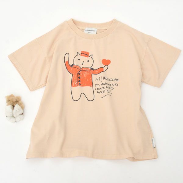 オーガニックコットン キッズ Tシャツ Red cat