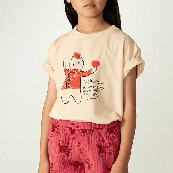 オーガニックコットン キッズ Tシャツ Red cat