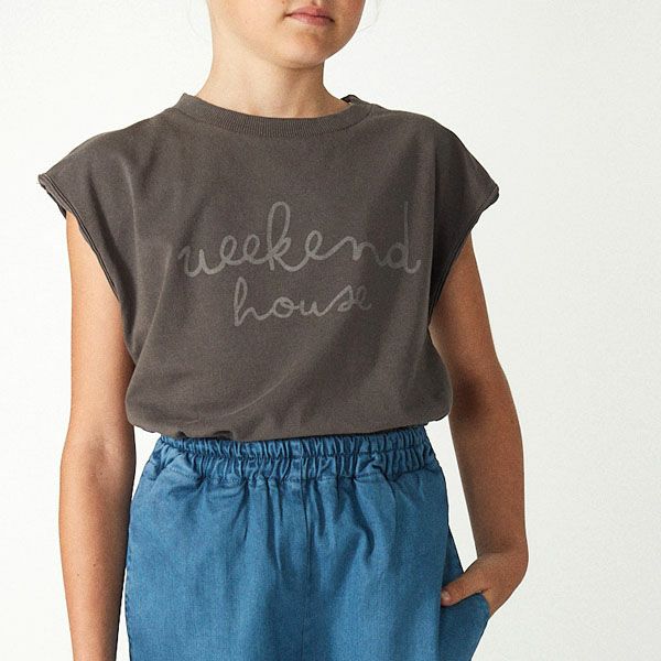 オーガニックコットン キッズ ノースリーブTシャツ Weekend logo