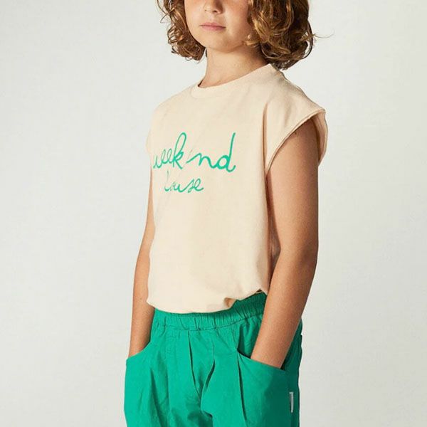 オーガニックコットン キッズ ノースリーブTシャツ Weekend logo