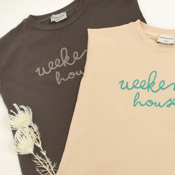 オーガニックコットン キッズ ノースリーブTシャツ Weekend logo