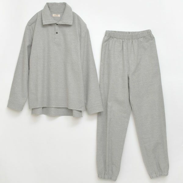 オーガニックコットン 首元2way フランネルパジャマ
