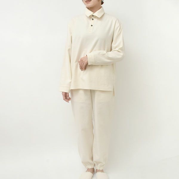 オーガニックコットン 首元2way フランネルパジャマ