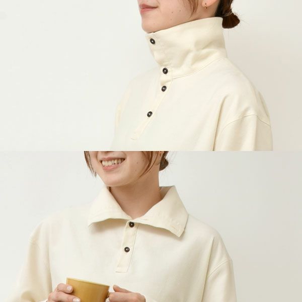 オーガニックコットン 首元2way フランネルパジャマ