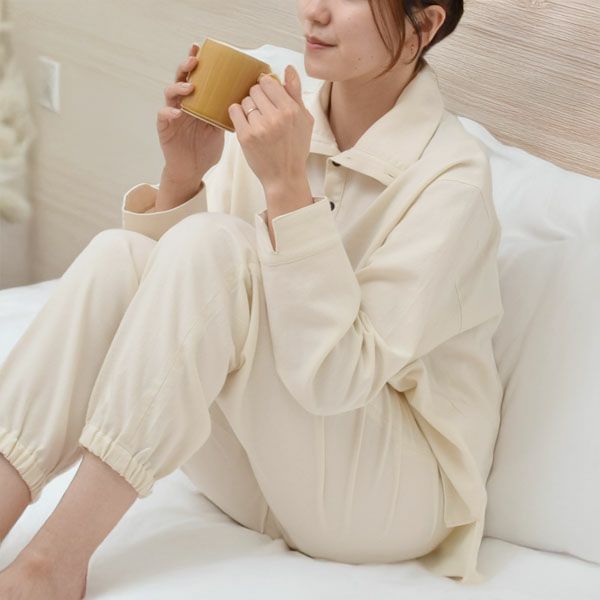 オーガニックコットン 首元2way フランネルパジャマ