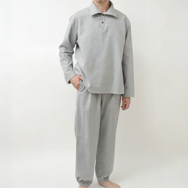 オーガニックコットン 首元2way フランネルパジャマ