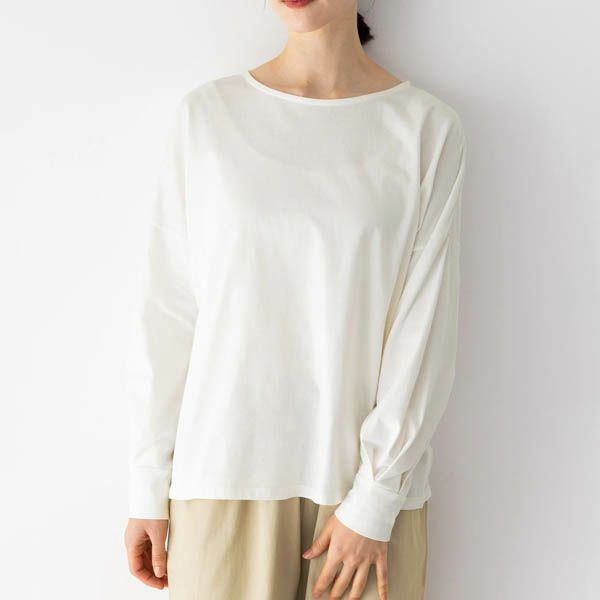オーガニックコットン 天竺 バルーンスリーブトップ