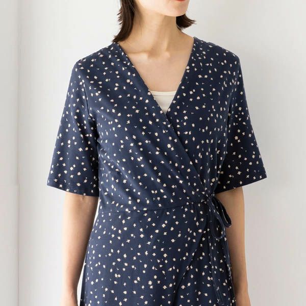 オーガニックコットン ストレッチリーフ柄プリントオールインワン