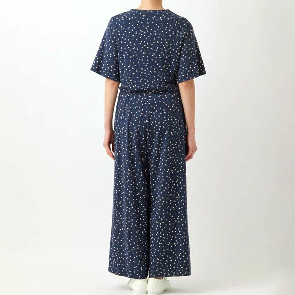 オーガニックコットン ストレッチリーフ柄プリントオールインワン