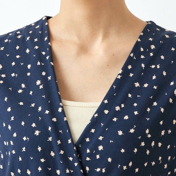 オーガニックコットン ストレッチリーフ柄プリントオールインワン