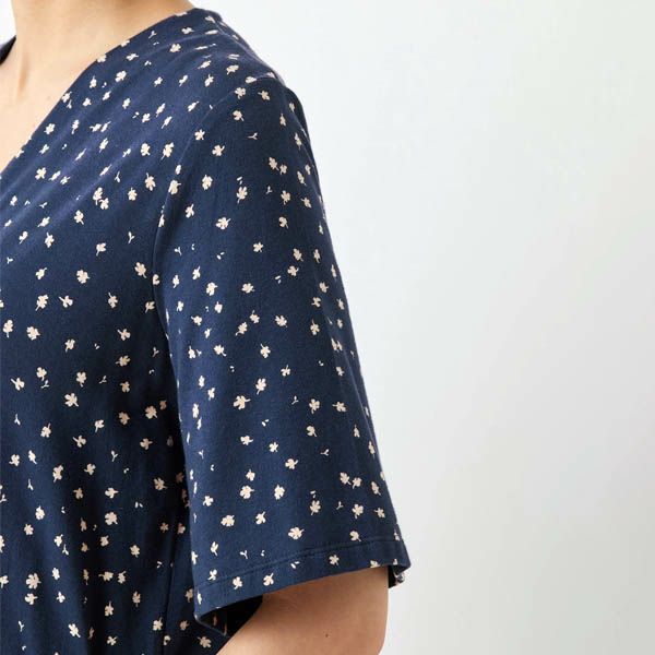 オーガニックコットン ストレッチリーフ柄プリントオールインワン