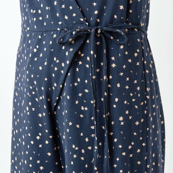 オーガニックコットン ストレッチリーフ柄プリントオールインワン