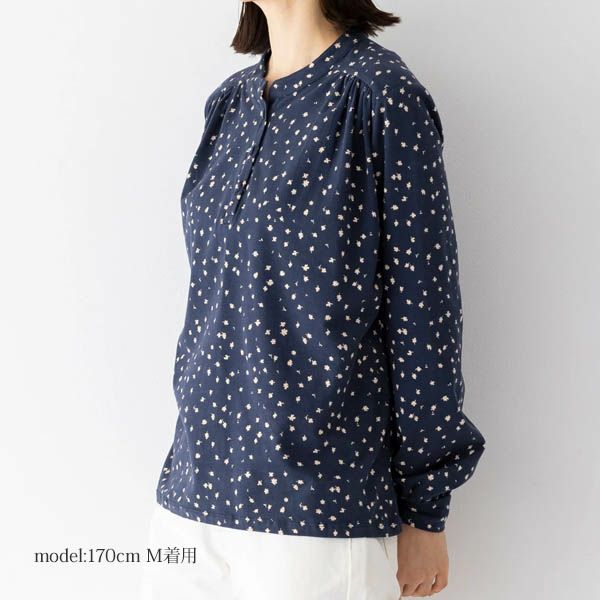 オーガニックコットン ストレッチリーフ柄プリントトップ