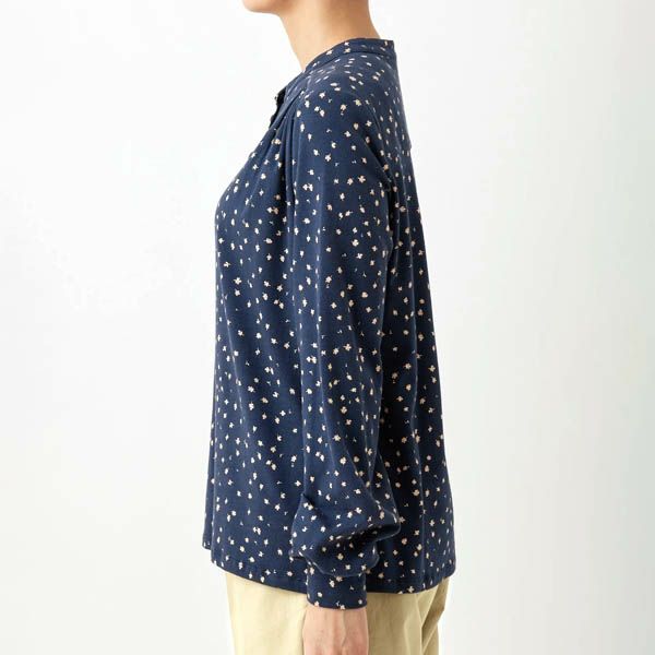 オーガニックコットン ストレッチリーフ柄プリントトップ