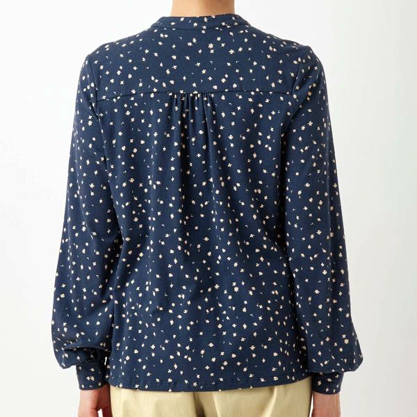 オーガニックコットン ストレッチリーフ柄プリントトップ