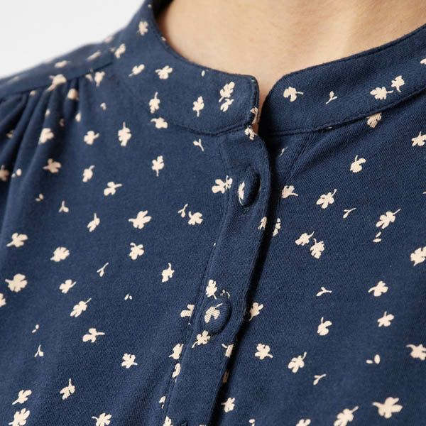 オーガニックコットン ストレッチリーフ柄プリントトップ