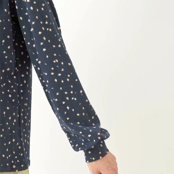 オーガニックコットン ストレッチリーフ柄プリントトップ