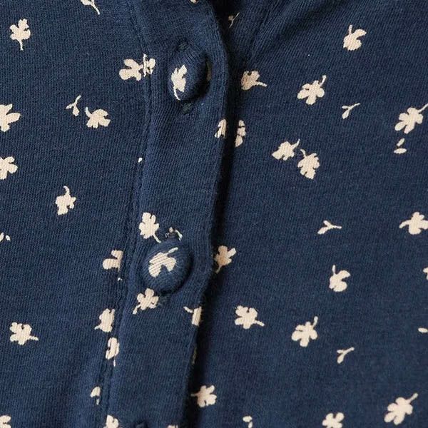 オーガニックコットン ストレッチリーフ柄プリントトップ