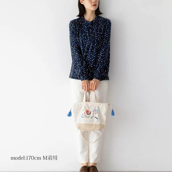 オーガニックコットン ストレッチリーフ柄プリントトップ