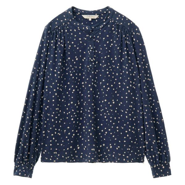 オーガニックコットン ストレッチリーフ柄プリントトップ