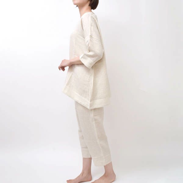 オーガニックコットン＆リネン ダブルガーゼ スラウチパンツ