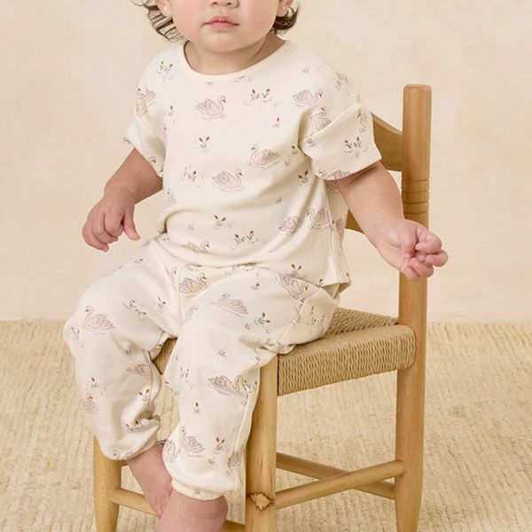 オーガニックコットン ベビー半袖Tシャツ&パンツ