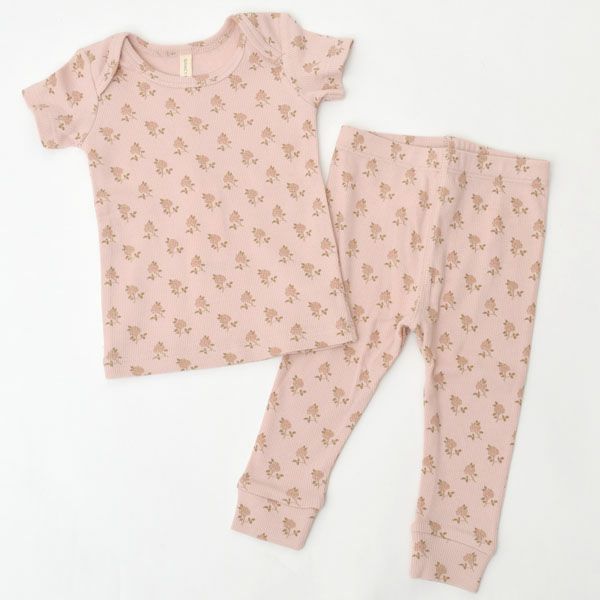 オーガニックコットン ベビーリブ半袖Tシャツ&レギンス