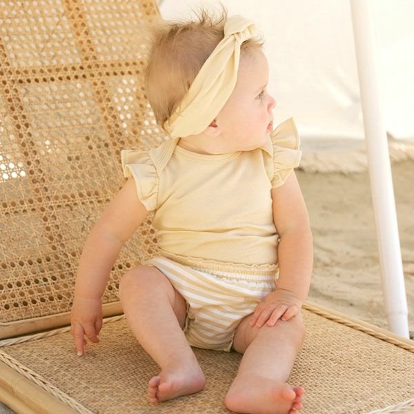 オーガニックコットン ベビーフリルスリーブボディスーツ