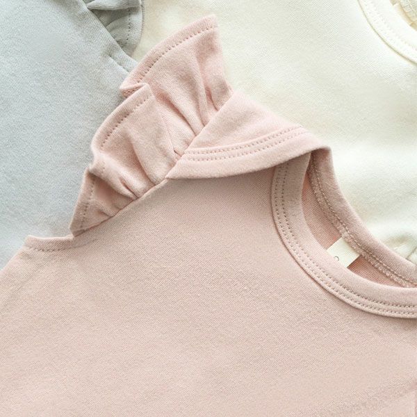 オーガニックコットン ベビーフリルスリーブボディスーツ