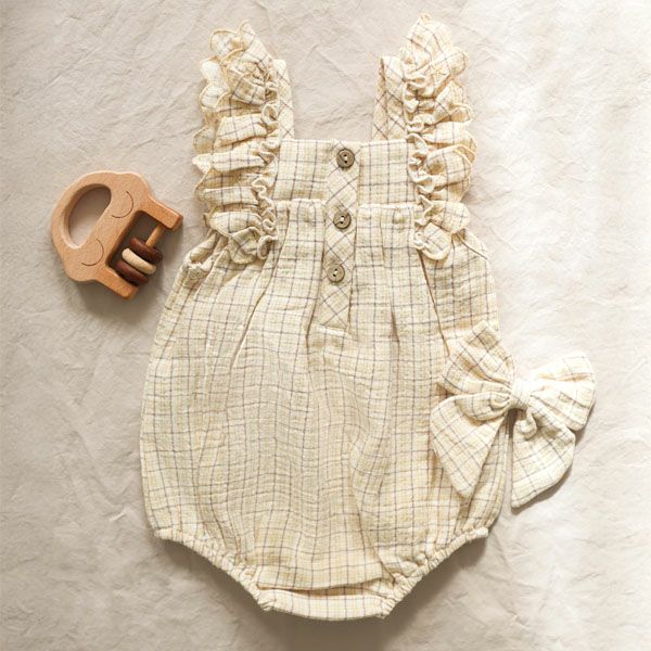 オーガニックコットン ベビーフリルスリーブロンパース