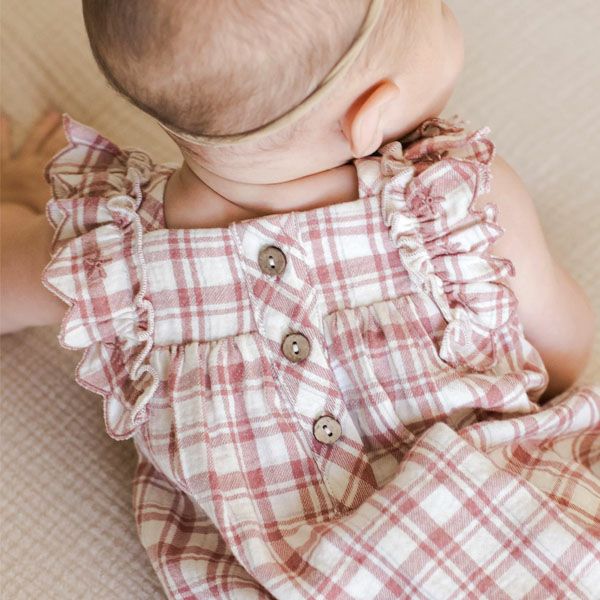 オーガニックコットン ベビーフリルスリーブロンパース