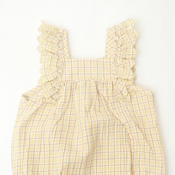 オーガニックコットン ベビーフリルスリーブロンパース