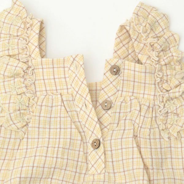 オーガニックコットン ベビーフリルスリーブロンパース