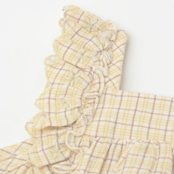 オーガニックコットン ベビーフリルスリーブロンパース