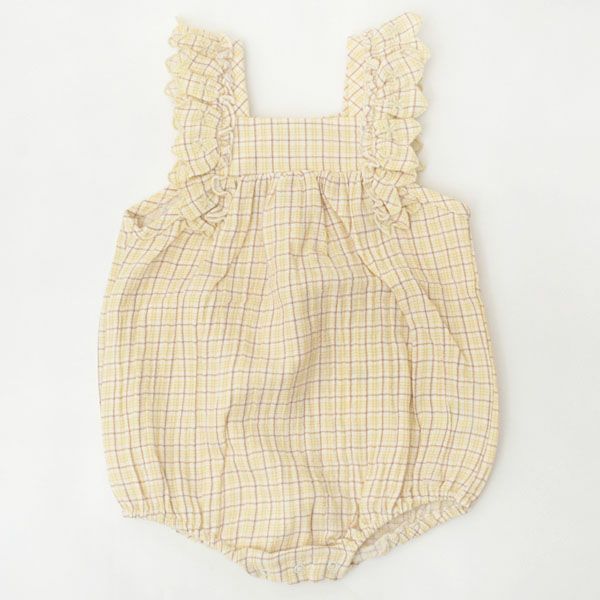 オーガニックコットン ベビーフリルスリーブロンパース
