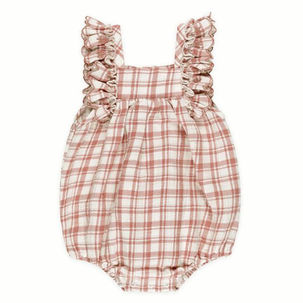 オーガニックコットン ベビーフリルスリーブロンパース