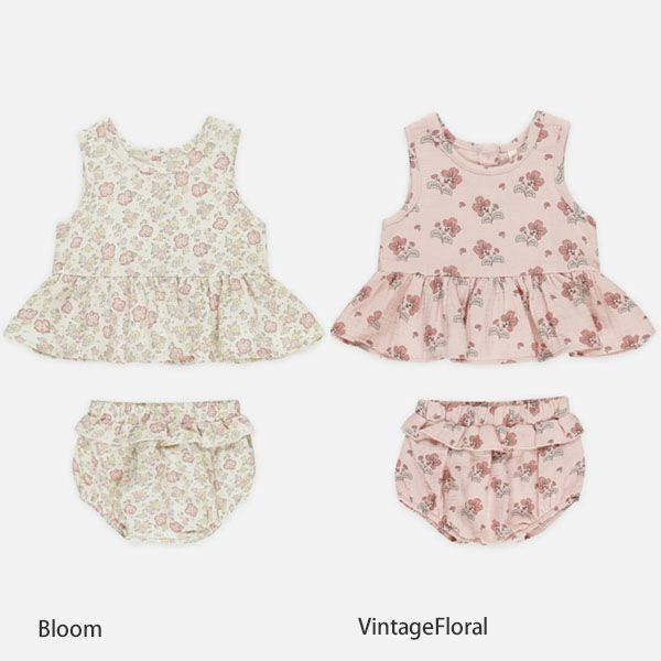 オーガニックコットン ベビーガーゼノースリーブペプラム＆ブルマ