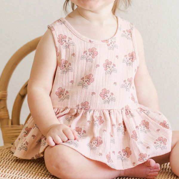 オーガニックコットン ベビーガーゼノースリーブペプラム＆ブルマ