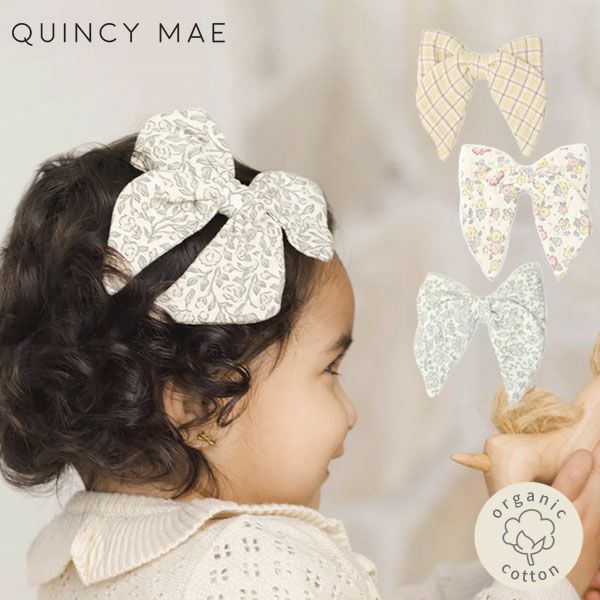 オーガニックコットン リボン ヘアクリップ