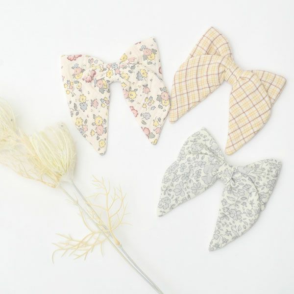 オーガニックコットン リボン ヘアクリップ