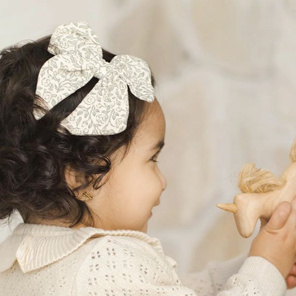 オーガニックコットン リボン ヘアクリップ