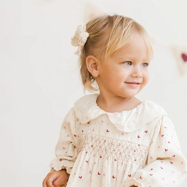 オーガニックコットン クロシェットリボン ヘアクリップ