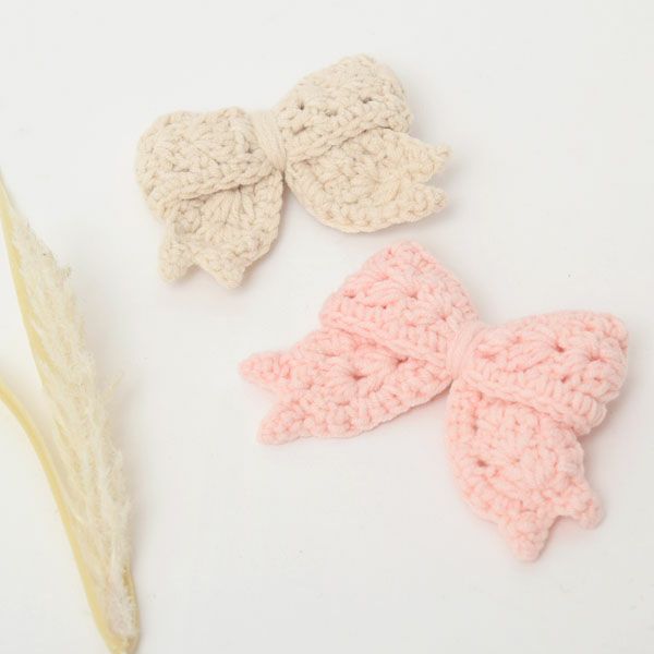 オーガニックコットン クロシェットリボン ヘアクリップ