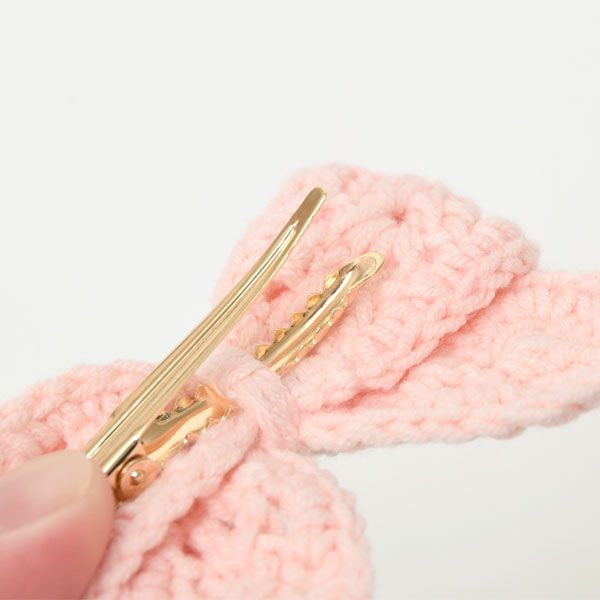 オーガニックコットン クロシェットリボン ヘアクリップ