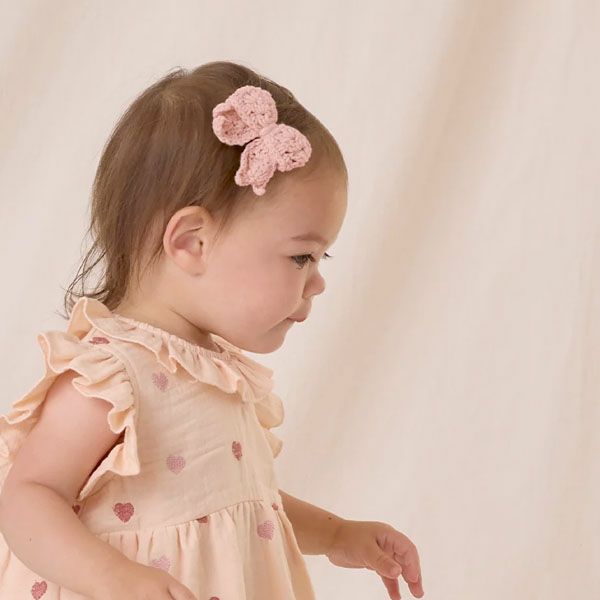 オーガニックコットン クロシェットリボン ヘアクリップ