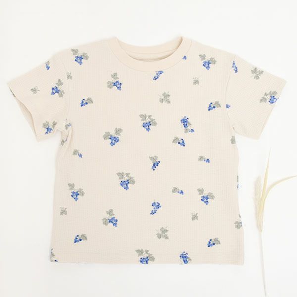 オーガニックコットン キッズ シアサッカー半袖TシャツGrapes