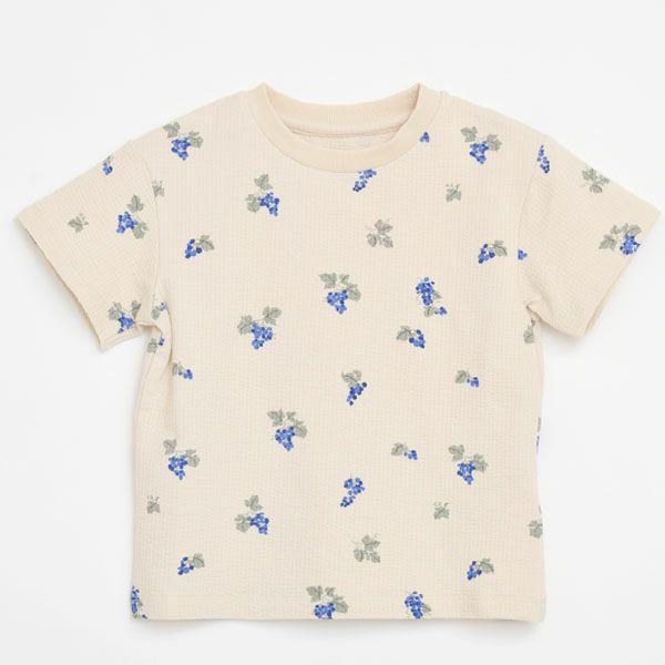 オーガニックコットン キッズ シアサッカー半袖TシャツGrapes