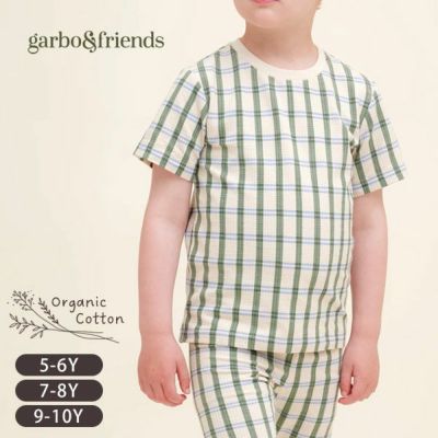 オーガニックコットン キッズ シアサッカー半袖TシャツLisboaStripe