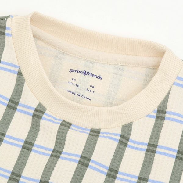 オーガニックコットン キッズ シアサッカー半袖TシャツLisboaStripe