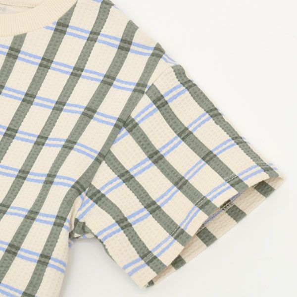 オーガニックコットン キッズ シアサッカー半袖TシャツLisboaStripe